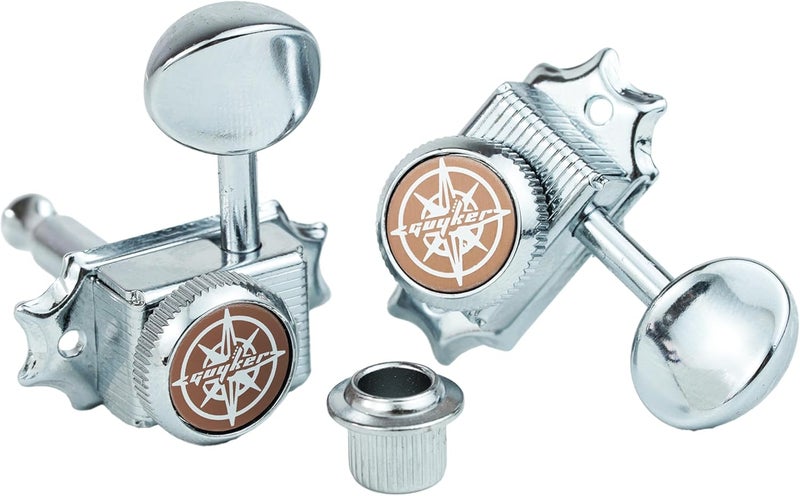 guyker Guitar Locking Tuners (3L + 3R Handed) – Vintage Deluxe Lock String Tuning Key Pegs Machine Heads Replacement Parts – Chrome - Image 5